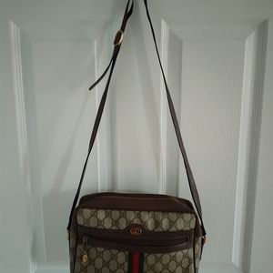 Vintage Gucci Sherry Line Brown Leather Ophidia Shoulder Bag